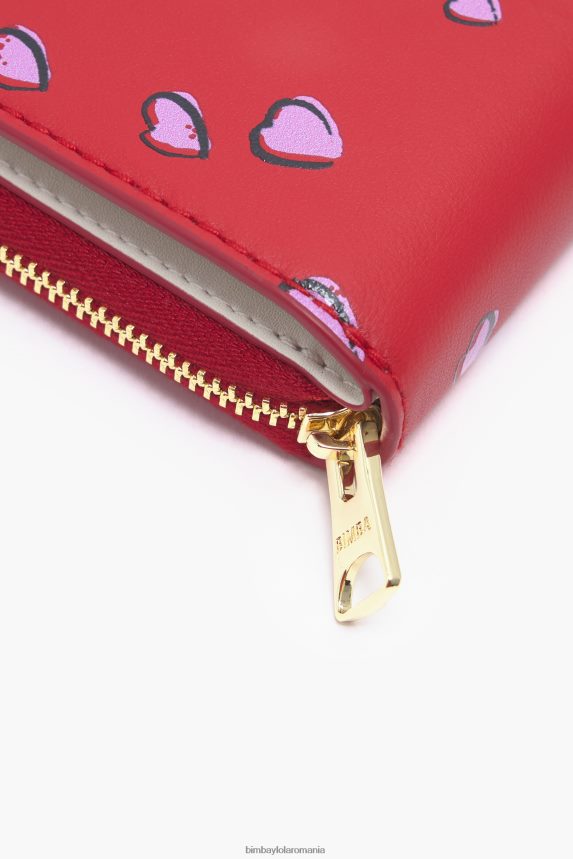 ro Bimba Y Lola poseta din piele cu clapeta cu imprimeu inimioare mici roșu 2XZ40B1011 accesorii