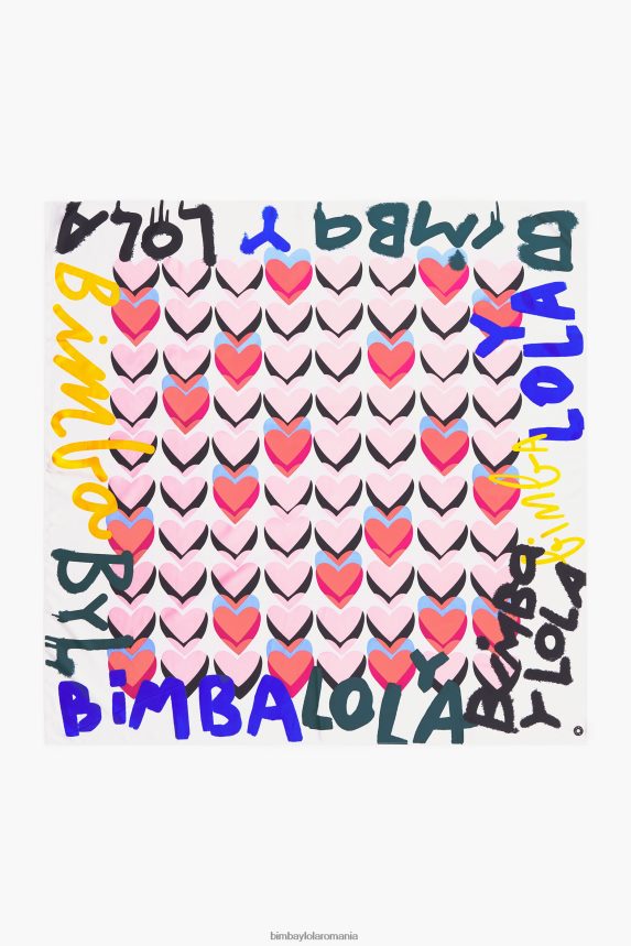 ro Bimba Y Lola eșarfă cu logo graffiti inimi aproape alb 2XZ40B614 accesorii