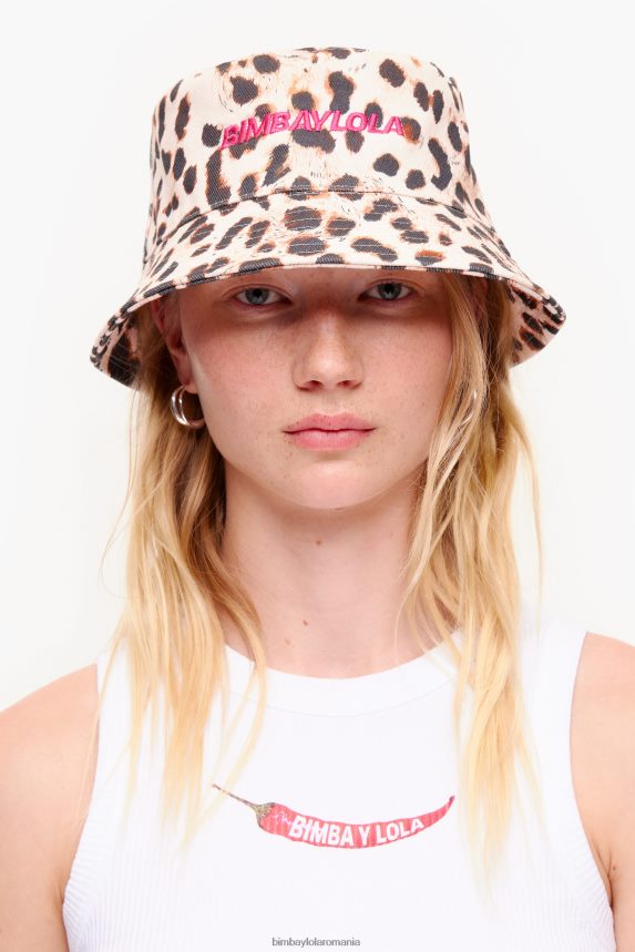 ro Bimba Y Lola pălărie de găleată din bumbac cu imprimeu leopard natural 2XZ40B866 accesorii