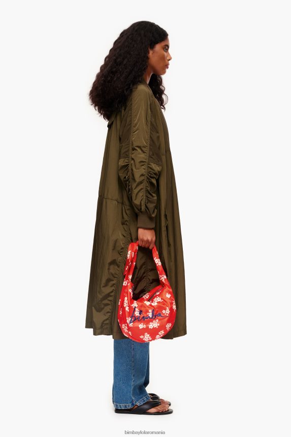 ro Bimba Y Lola geantă găleată din nailon cu flori acrilice roșu 2XZ40B121 accesorii