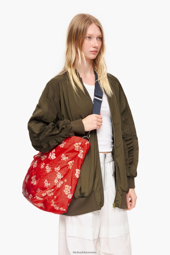 ro Bimba Y Lola geantă shopper din nailon cu flori acrilice roșu 2XZ40B133 accesorii