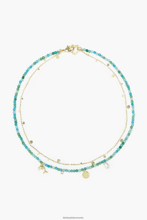 ro Bimba Y Lola colier cu delfini cu pietre scurte turcoaz 2XZ40B732 accesorii
