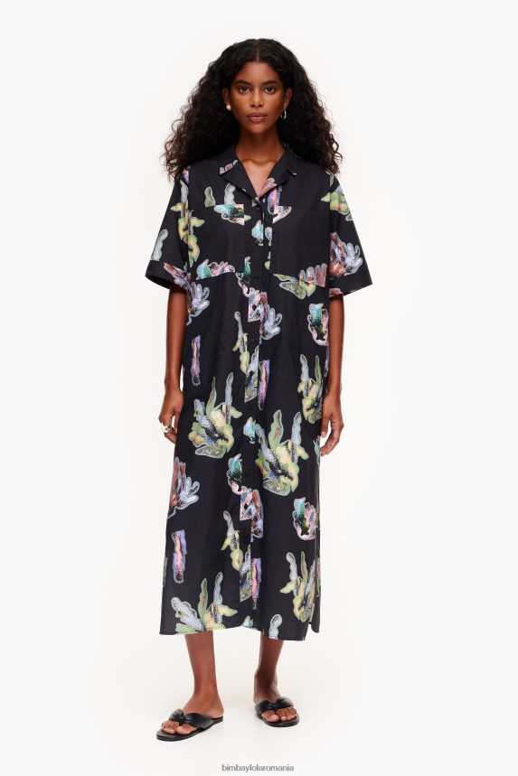 ro Bimba Y Lola rochie cămașă cu imprimeu coral gri 2XZ40B182 îmbrăcăminte