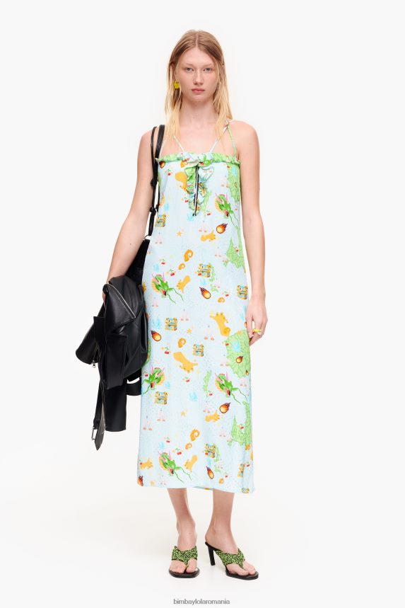 ro Bimba Y Lola rochie fluidă cu imprimeu joc vigo albastru 2XZ40B196 îmbrăcăminte