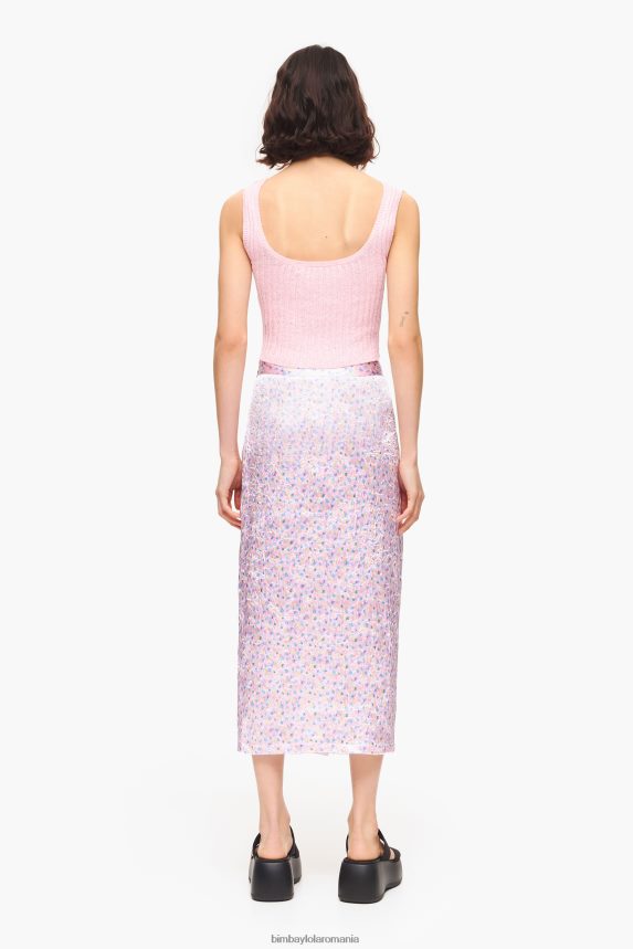 ro Bimba Y Lola Fusta midi cu imprimeu spraymini roz 2XZ40B464 îmbrăcăminte
