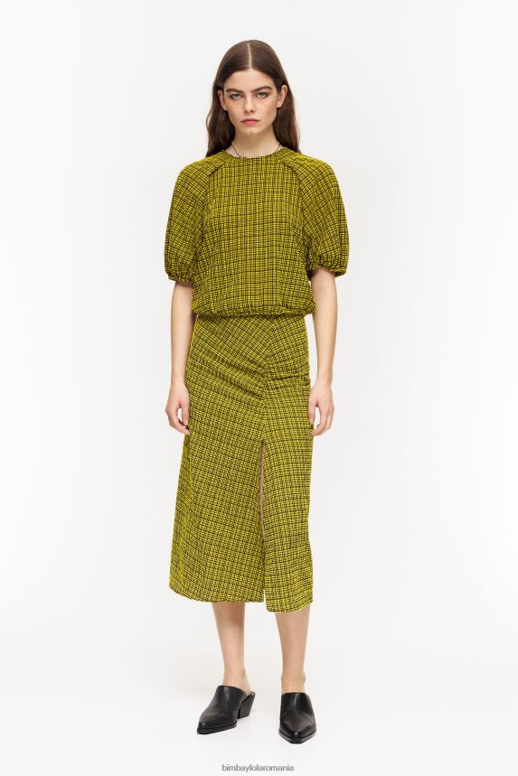 ro Bimba Y Lola fuste midi pătrate galben 2XZ40B466 îmbrăcăminte