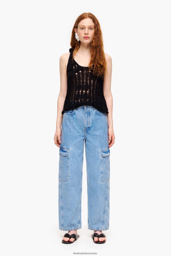 ro Bimba Y Lola pantaloni cargo din denim albastru 2XZ40B507 îmbrăcăminte