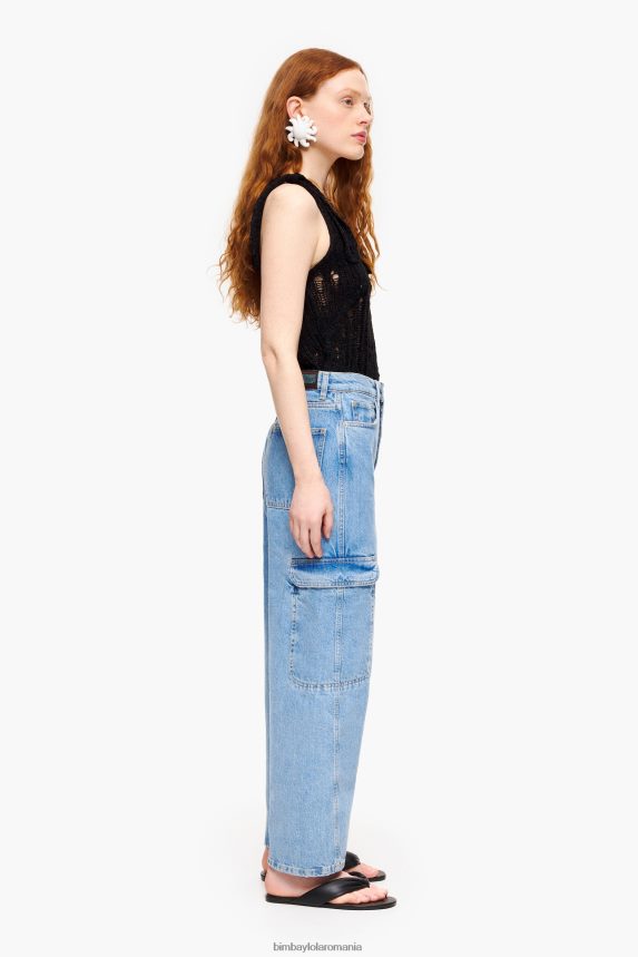 ro Bimba Y Lola pantaloni cargo din denim albastru 2XZ40B507 îmbrăcăminte
