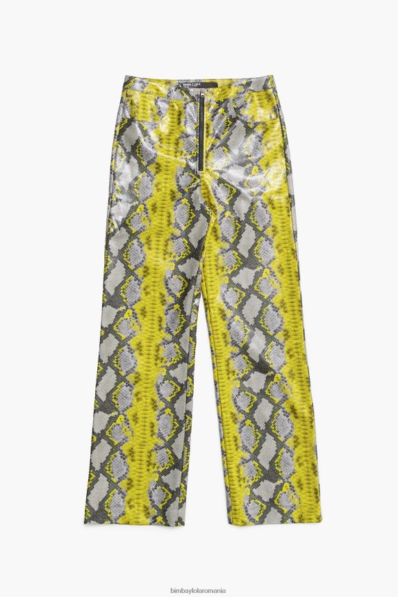 ro Bimba Y Lola pantaloni drepti cu imprimeu piton galben 2XZ40B434 îmbrăcăminte