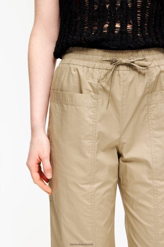 ro Bimba Y Lola pantaloni jogger din poplin kaki 2XZ40B410 îmbrăcăminte