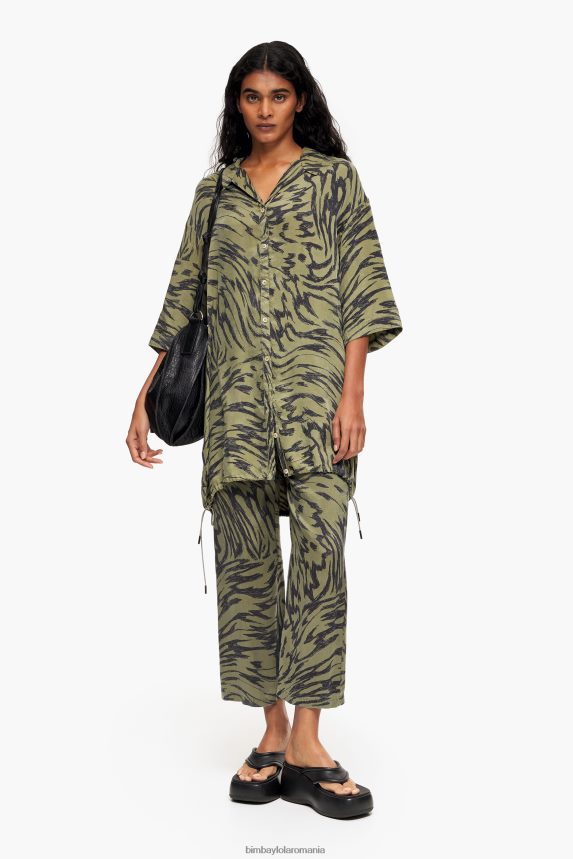 ro Bimba Y Lola cămașă oversize cu imprimeu cu aripi de fluture kaki 2XZ40B323 îmbrăcăminte