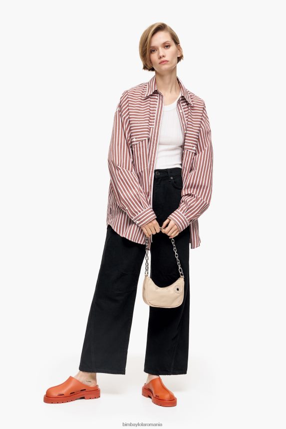 ro Bimba Y Lola cămașă oversize din poplin maro 2XZ40B335 îmbrăcăminte
