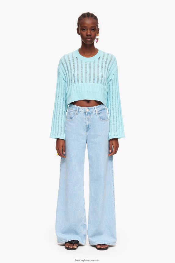 ro Bimba Y Lola pulover cu nervuri albastru 2XZ40B386 îmbrăcăminte