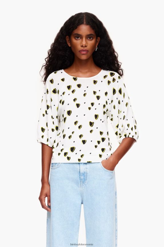 ro Bimba Y Lola pulover de in imprimeu inimioare mici fildeş 2XZ40B370 îmbrăcăminte