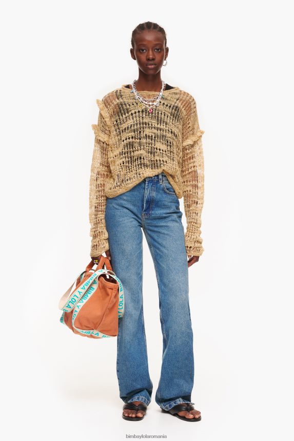 ro Bimba Y Lola pulover din tricot deschis cămilă 2XZ40B362 îmbrăcăminte