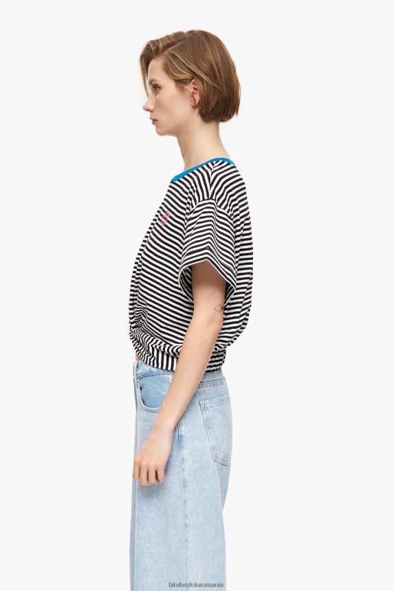 ro Bimba Y Lola tricou boxy cu nod alb-negru 2XZ40B320 îmbrăcăminte