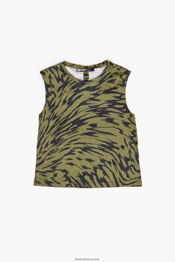 ro Bimba Y Lola tricou din bumbac cu aripi de fluture kaki 2XZ40B298 îmbrăcăminte