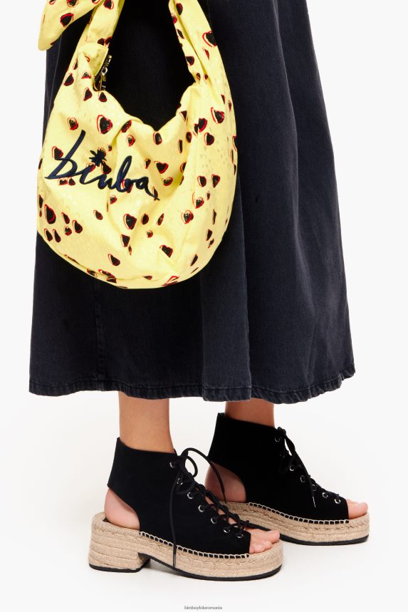 ro Bimba Y Lola sandală din piele despicată cu toc negru 2XZ40B581 footwewar