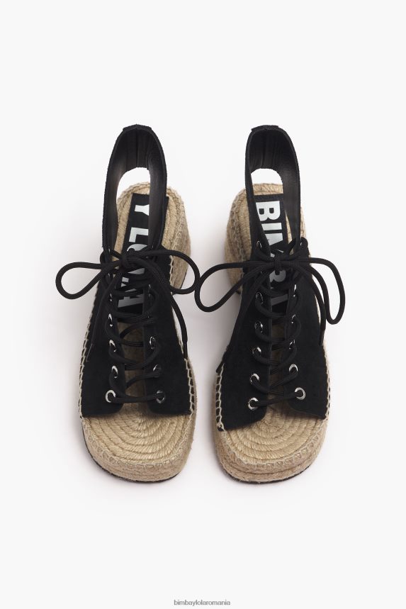 ro Bimba Y Lola sandală din piele despicată cu toc negru 2XZ40B581 footwewar